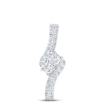 Load image into Gallery viewer, Radiant Duo Diamond Pendant | 14kt White Gold Womens Round Diamond 2 - stone Pendant 1 Cttw - Splendid Jewellery