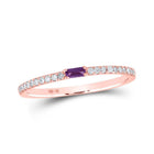 Radiant Elegance: 10kt Rose Gold Baguette Alexandrite Diamond Band Ring - Splendid Jewellery