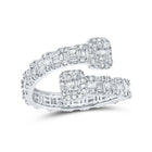 Radiant Elegance | 10kt White Gold Baguette and Round Diamond Square Cuff Band Ring 1 Cttw - Splendid Jewellery