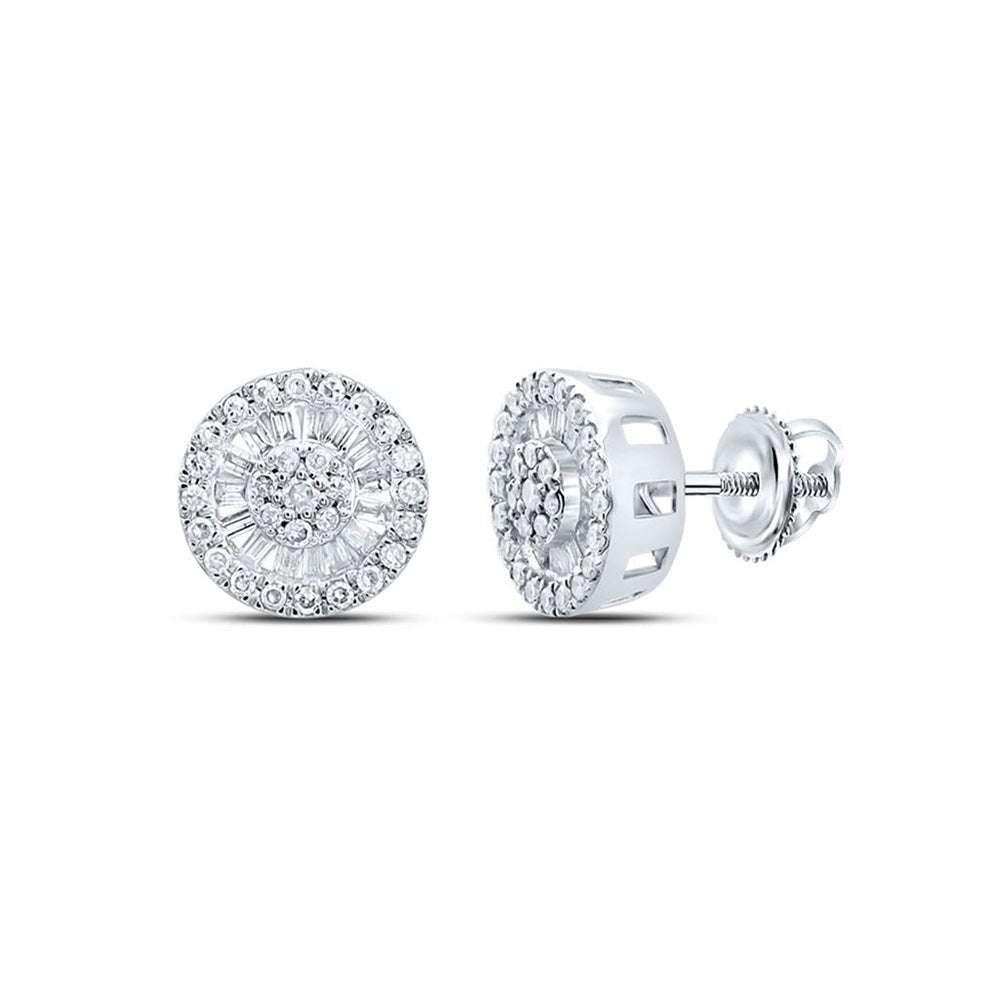 Radiant Elegance: 10kt White Gold Baguette Diamond Cluster Earrings - Splendid Jewellery