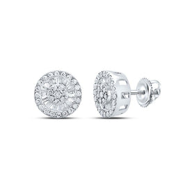 Radiant Elegance: 10kt White Gold Baguette Diamond Cluster Earrings - Splendid Jewellery