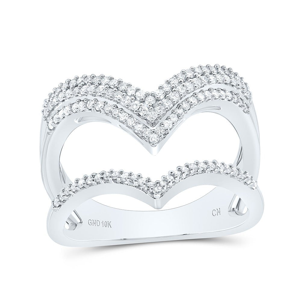 Radiant Elegance: 10kt White Gold Diamond Chevron Band Ring - Splendid Jewellery