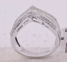 Load image into Gallery viewer, Radiant Elegance: 10kt White Gold Diamond Chevron Band Ring Side view from the 10Kt White Gold Womens Round Diamond Chevron Band Ring 3 8 Cttwpin284189 collection by Splendid Jewellery