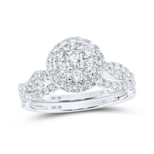 Load image into Gallery viewer, Radiant Elegance: 10kt White Gold Diamond Cluster Bridal Wedding Ring Band Set - Splendid Jewellery