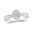 Radiant Elegance: 10kt White Gold Diamond Cluster Oval Ring 1/10 Cttw - Splendid Jewellery