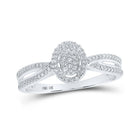 Radiant Elegance: 10kt White Gold Diamond Cluster Oval Ring 1/10 Cttw - Splendid Jewellery