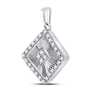 Radiant Elegance: 10kt White Gold Diamond Diagonal Square Pendant - Splendid Jewellery