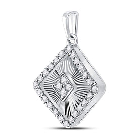 Radiant Elegance: 10kt White Gold Diamond Diagonal Square Pendant  Side View 2 from Splendid Jewellery