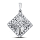 Radiant Elegance: 10kt White Gold Diamond Diagonal Square Pendant  Top View from Splendid Jewellery