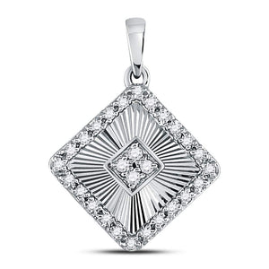 Radiant Elegance: 10kt White Gold Diamond Diagonal Square Pendant - Splendid Jewellery