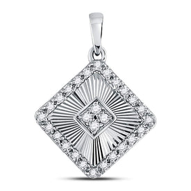 Radiant Elegance: 10kt White Gold Diamond Diagonal Square Pendant - Splendid Jewellery