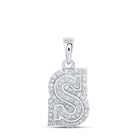 Radiant Elegance: 10kt White Gold Diamond S Initial Pendant - Splendid Jewellery