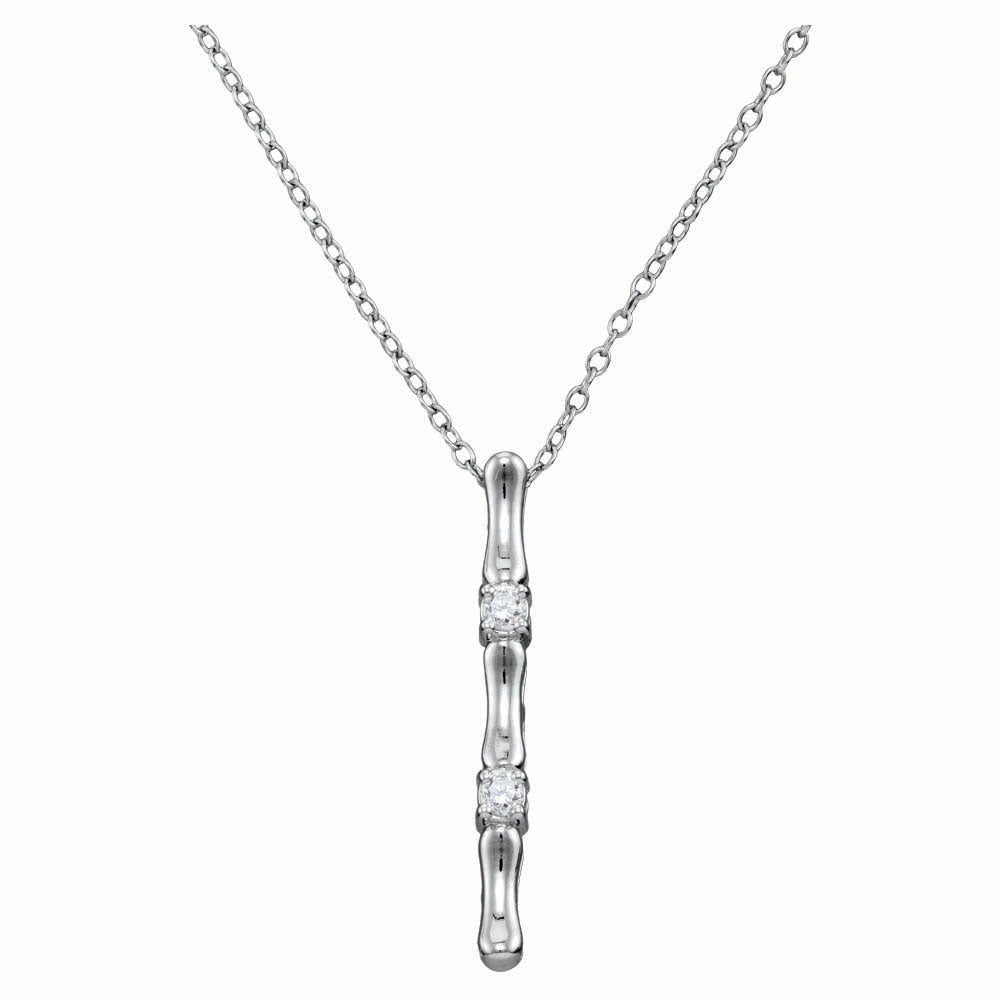 Radiant Elegance: 10kt White Gold Diamond Vertical Bar Necklace - Splendid Jewellery