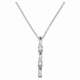 Radiant Elegance: 10kt White Gold Diamond Vertical Bar Necklace - Splendid Jewellery