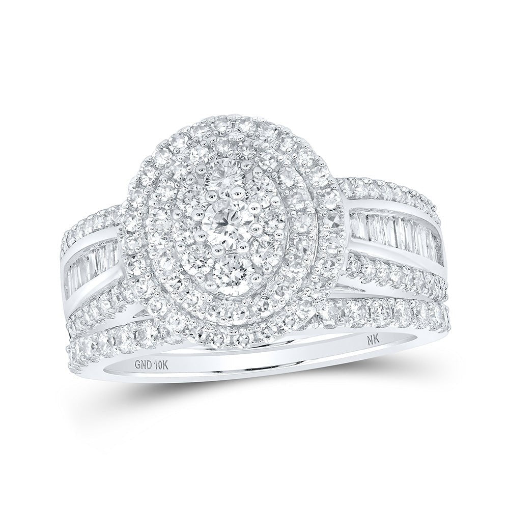 Radiant Elegance: 10kt White Gold Oval Diamond Bridal Wedding Ring Set - Splendid Jewellery