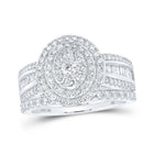 Radiant Elegance: 10kt White Gold Oval Diamond Bridal Wedding Ring Set - Splendid Jewellery