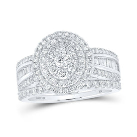 Radiant Elegance: 10kt White Gold Oval Diamond Bridal Wedding Ring Set - Splendid Jewellery