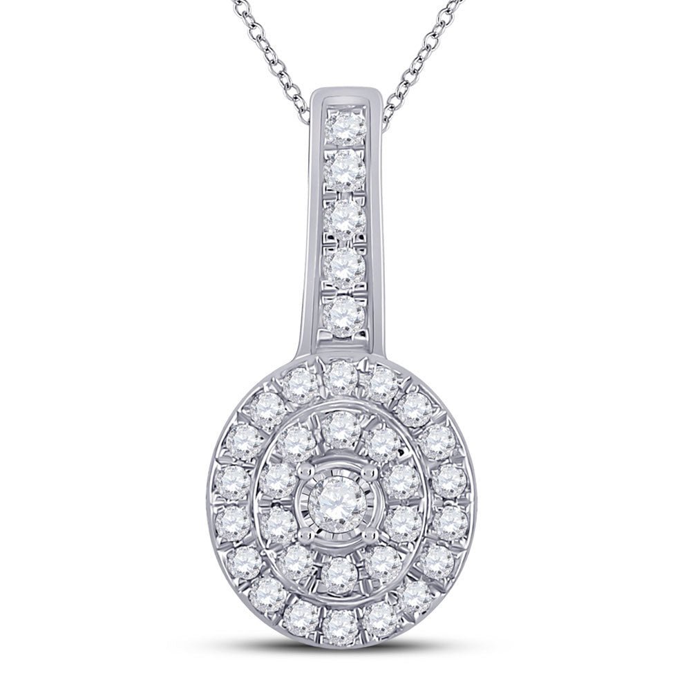 Radiant Elegance: 10kt White Gold Round Diamond Fashion Pendant 1/3 Cttw - Splendid Jewellery