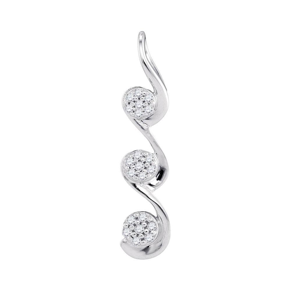 Radiant Elegance: 10kt White Gold Triple Cluster Diamond Pendant - Splendid Jewellery