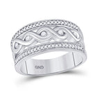 Radiant Elegance: 10kt White Gold Women's Diamond Scroll Band Ring - Splendid Jewellery