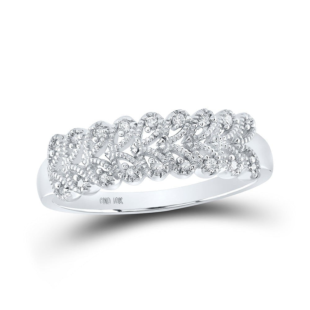 Radiant Elegance: 10kt White Gold Womens Round Diamond Band Ring 1/10 Cttw - Splendid Jewellery