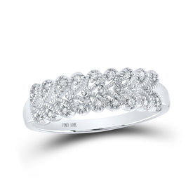 Radiant Elegance: 10kt White Gold Womens Round Diamond Band Ring 1/10 Cttw - Splendid Jewellery