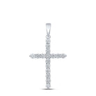 Radiant Elegance: 10kt White Gold Womens Round Diamond Cross Pendant 2 Cttw - Splendid Jewellery