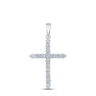 Radiant Elegance: 10kt White Gold Womens Round Diamond Cross Pendant 2 Cttw - Splendid Jewellery