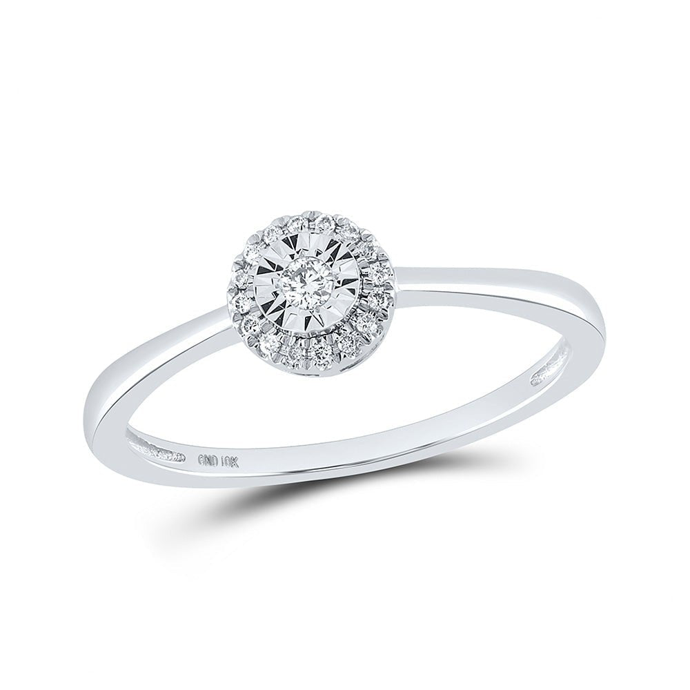 Radiant Elegance: 10kt White Gold Womens Round Diamond Fashion Ring 1/12 Cttw - Splendid Jewellery