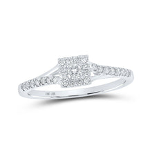 Load image into Gallery viewer, Radiant Elegance: 10kt White Gold Womens Round Diamond Halo Promise Ring 1/4 Cttw - Splendid Jewellery