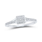 Radiant Elegance: 10kt White Gold Womens Round Diamond Halo Promise Ring 1/4 Cttw - Splendid Jewellery
