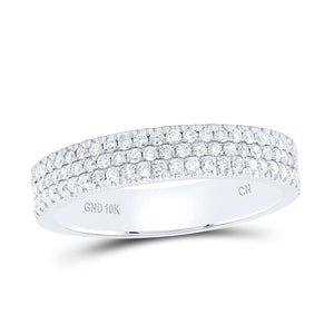 Radiant Elegance: 10kt White Gold Womens Round Diamond Pave Band Ring 1/2 Cttw - Splendid Jewellery