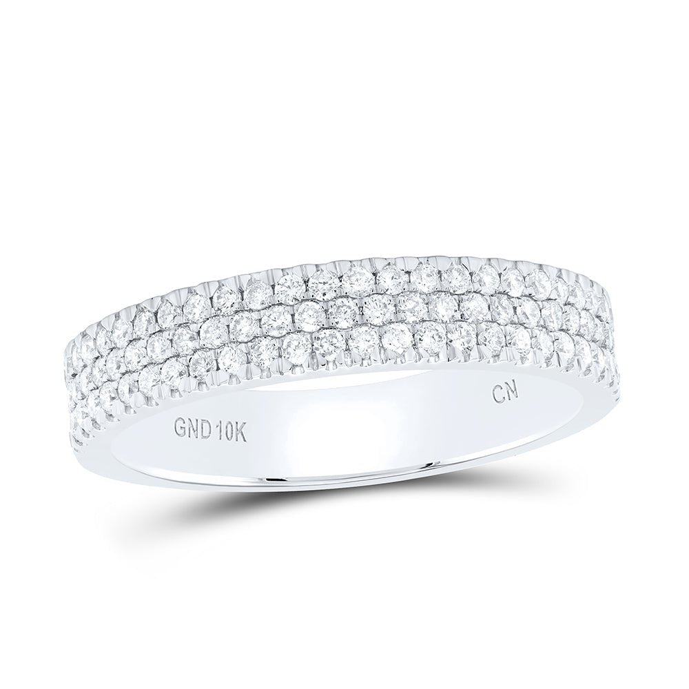 Radiant Elegance: 10kt White Gold Womens Round Diamond Pave Band Ring 1/2 Cttw - Splendid Jewellery