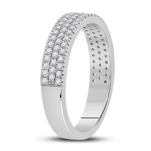 Radiant Elegance: 10kt White Gold Womens Round Diamond Pave Band Ring 1/2 Cttw - Splendid Jewellery