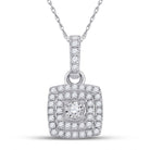 Radiant Elegance: 10kt White Gold Womens Round Diamond Square Pendant 1/4 Cttw - Splendid Jewellery