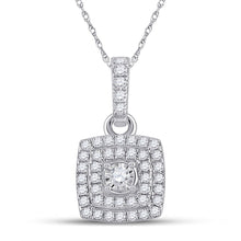 Load image into Gallery viewer, Radiant Elegance: 10kt White Gold Womens Round Diamond Square Pendant 1/4 Cttw - Splendid Jewellery
