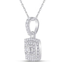 Radiant Elegance: 10kt White Gold Womens Round Diamond Square Pendant 1/4 Cttw - Splendid Jewellery