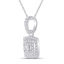 Load image into Gallery viewer, Radiant Elegance: 10kt White Gold Womens Round Diamond Square Pendant 1/4 Cttw - Splendid Jewellery