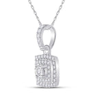 Radiant Elegance: 10kt White Gold Womens Round Diamond Square Pendant 1/4 Cttw - Splendid Jewellery