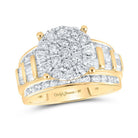 Radiant Elegance: 10kt Yellow Gold Diamond Cluster Bridal Wedding Ring - Splendid Jewellery