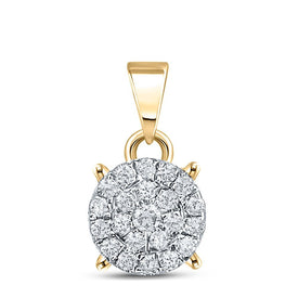 Radiant Elegance: 10kt Yellow Gold Diamond Cluster Pendant - Splendid Jewellery