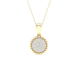 Radiant Elegance: 10kt Yellow Gold Diamond Cluster Pendant - Splendid Jewellery