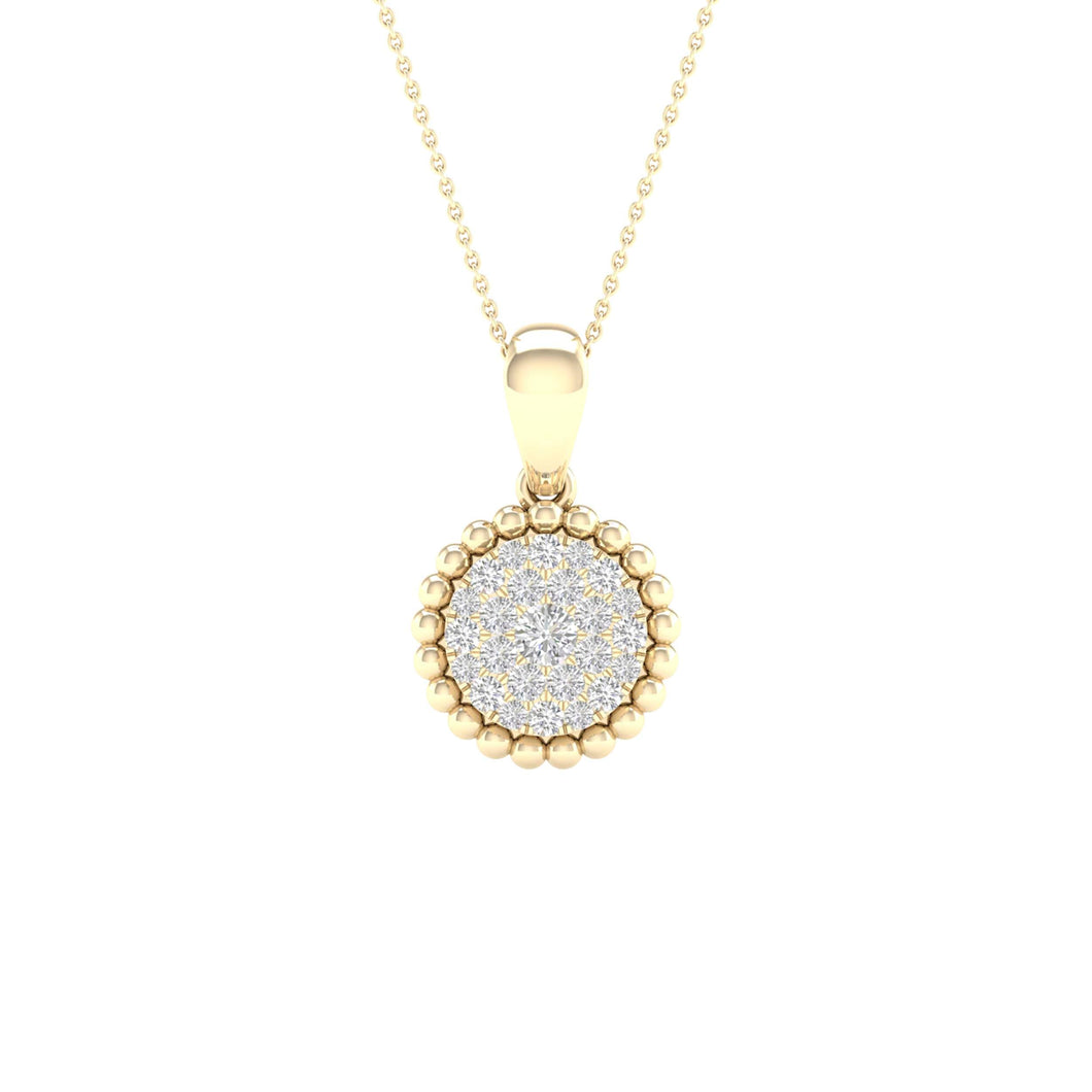 Radiant Elegance: 10kt Yellow Gold Diamond Cluster Pendant - Splendid Jewellery