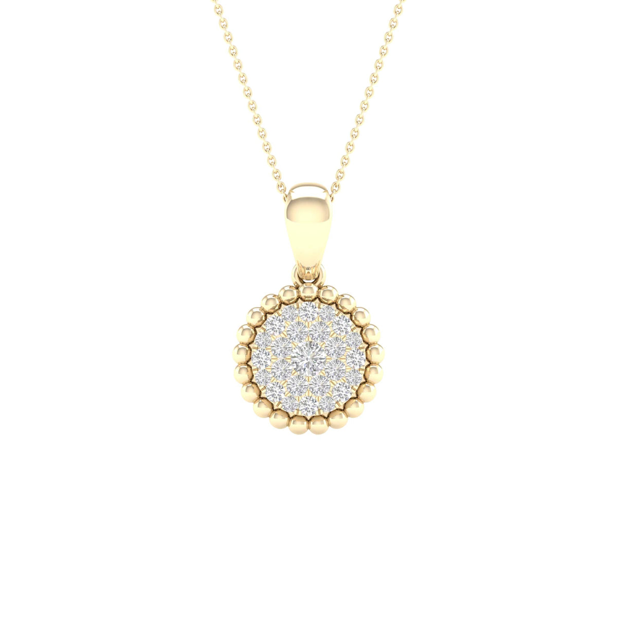 Radiant Elegance: 10kt Yellow Gold Diamond Cluster Pendant - Splendid Jewellery