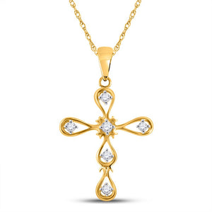 Radiant Elegance: 10kt Yellow Gold Diamond Cross Pendant - Splendid Jewellery