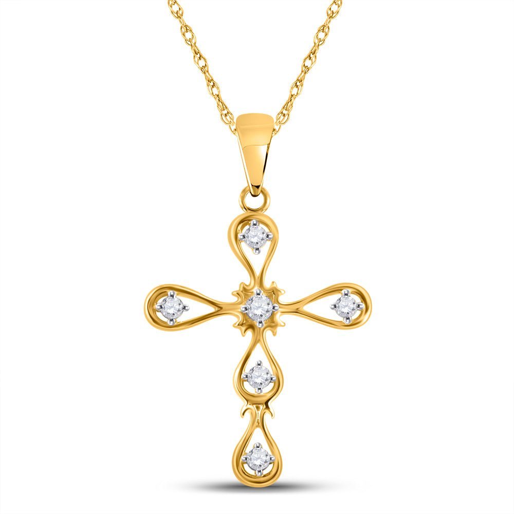 Radiant Elegance: 10kt Yellow Gold Diamond Cross Pendant - Splendid Jewellery