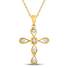Radiant Elegance: 10kt Yellow Gold Diamond Cross Pendant - Splendid Jewellery