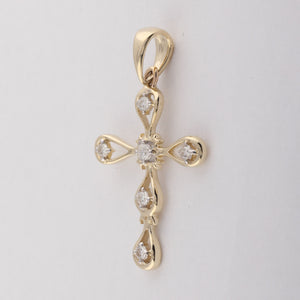 Radiant Elegance: 10kt Yellow Gold Diamond Cross Pendant - Splendid Jewellery