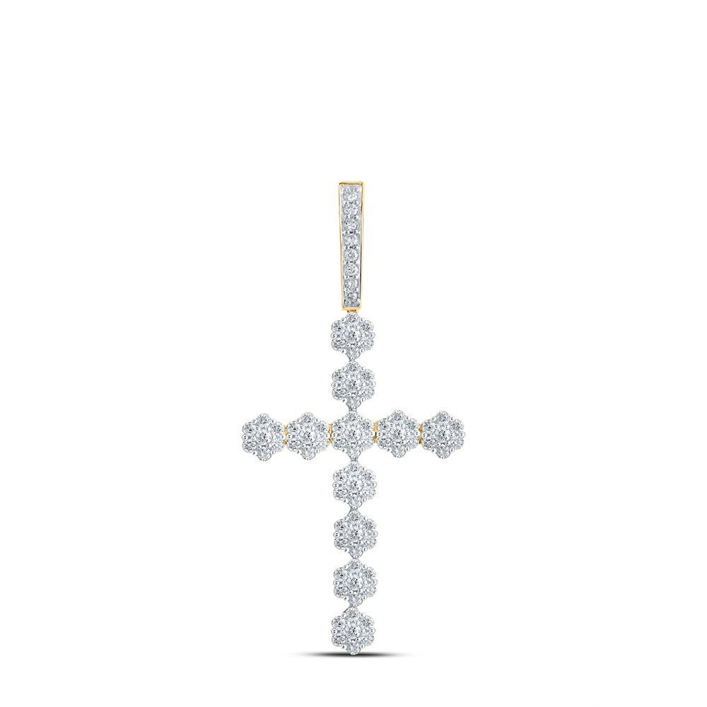 Radiant Elegance: 10kt Yellow Gold Diamond Cross Pendant - Splendid Jewellery