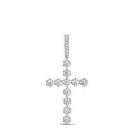 Radiant Elegance: 10kt Yellow Gold Diamond Cross Pendant - Splendid Jewellery